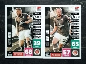 Topps Match Attax Bundesliga 2020 2021 - FC St. Pauli Set - Knoll + Benatelli
