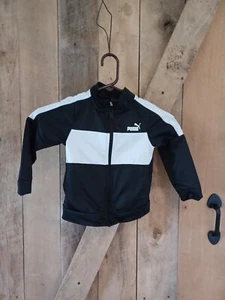 Puma Full Zip Boys Kids Youth Childs Jacket Black White Size 3T Logo - Picture 1 of 3