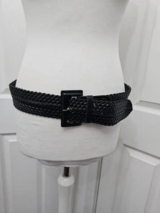 Dorothy Perkins Y2K 00s schwarzer gewebter Kunstledergürtel Größe XL - Bild 1 von 9