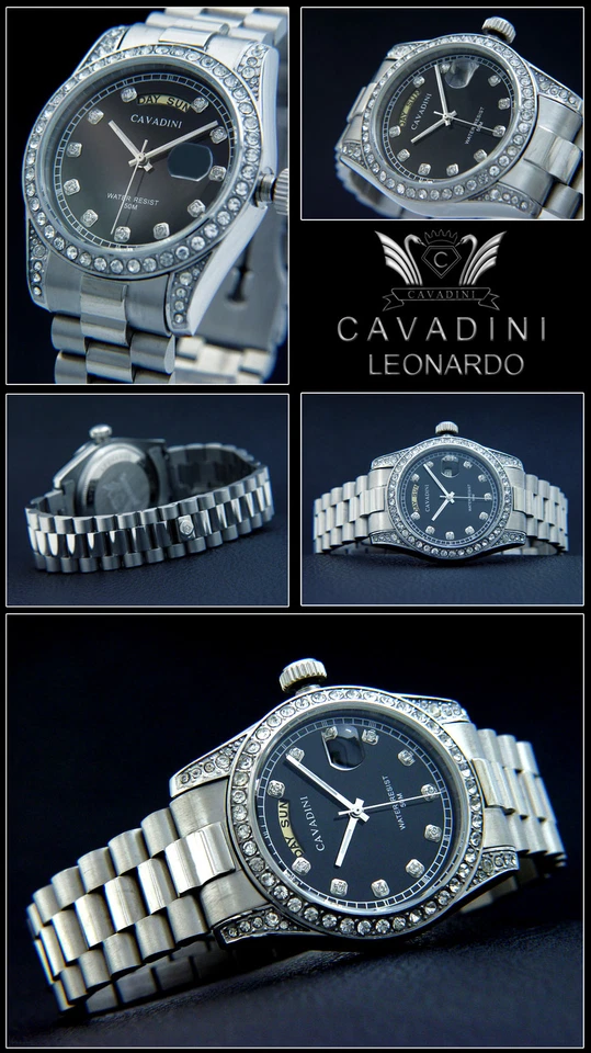 Leonardo CAVADINI Herrenuhr CV-331S Zirkonia Edelstahl stahl-schwarz Schraubkron - Bild 1 von 1