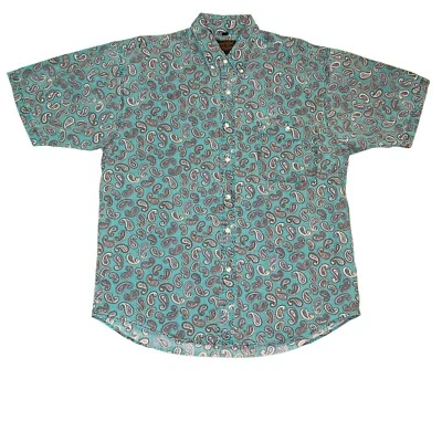 Vintage 90s Eddie Bauer Purple And Blue Paisley Button Up Shirt Size Large - Imagem 1 de 4