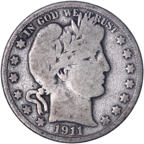 1911 (P) Barber Half Dollar 90% Silver Good GD See Pics N666 Cover