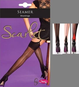 Silky Scarlet Seamer Fully Fashioned Seamed Stockings Back Seam Vintage Look - Picture 1 of 2