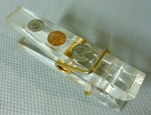 Eames Jere Acrylic Lucite Embedded Coin Clip Clothespin Note Holder - Picture 1 of 5