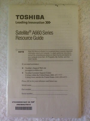 New Sealed Toshiba Satellite A660 Series Resource Guide Sealed - Image 1 of 4