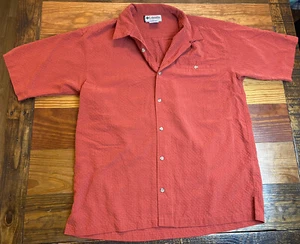 Mens Modal Blend Columbia Large GRT Shirt Button Down Short Sleeve Rust Color - Picture 1 of 8