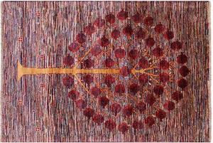 3' 3" X 4' 10" Pomegranate Tree Gabbeh Handmade Wool Rug - Q16359 - Picture 1 of 7