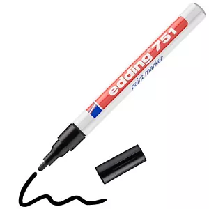 Edding 751 Lackmarker Schwarz 1-2mm Marker mit Rundspitze - Bild 1 von 2