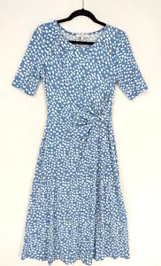 Abito midi Chaus donna piccolo blu e bianco girovita aderente e svasato - Foto 1 di 11