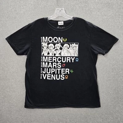 Camisa Sailor Moon Hombre L Negra Estampado Gráfico Logo Anime Manga Corta Algodón Foto 1 de 4