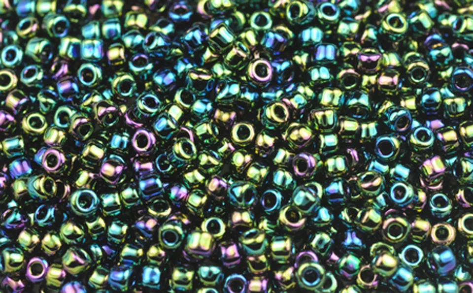 200 cuentas de semillas de vidrio verde iris arco iris Matsuno #6 Foto 1 de 1