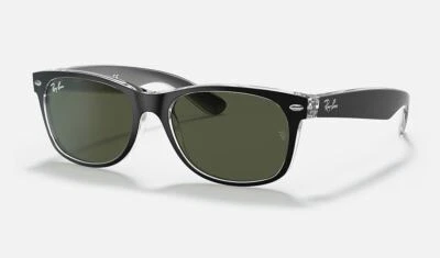 Gafas de sol RayBan nuevas Wayfarer mezcla de colores negras/transparentes G-15 58 mm RB2132 6052 Foto 1 de 4