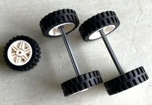 Toy Car Model 1 & 1/2" Wheels Axels & Spare Tire 3 &1/4" Wide Truck Hot Rat Rod - Picture 1 of 6