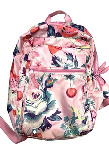 Vera Bradley Just Right Foldable Backpack Lighten Up Pink Strawberry & Cherries - Picture 1 of 7