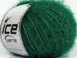 LOT OF 8 Ice SPARKLE SOFT Yarn #68620 GREEN METALLIC Medium Eyelash 40% Lurex - Picture 1 of 4