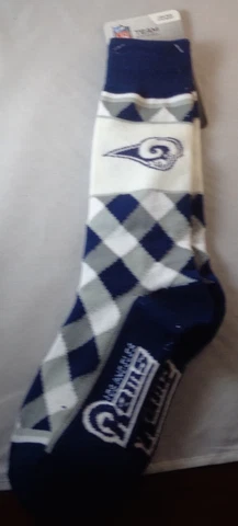 NFL Los Angeles's Rams Team Apparel Socks NEW 1 Pair One Size Diamond Stripe Cover