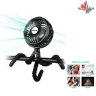 Compact Flexible Tripod Stroller Fan with LED Light and Rechargeable Battery