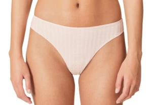 Marie Jo Avero Thong Soft Gingham Check Daisy Size Medium BNWT Caffe Latte - Picture 1 of 7
