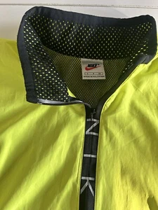 Vintage Nike Jacket Mens Medium Yellow Neon Track Windbreaker Pullover 90s Small - Picture 1 of 7
