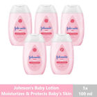 5 x Johnson's Baby Lotion 100ml Protects & Moisturizes Baby's Skin For 24Hours