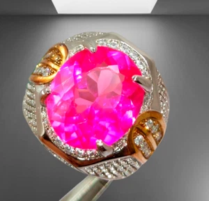 Natural Pink Ruby Oval Cut Shape Gemstone Men' S Ring Size 10 - Bild 1 von 4