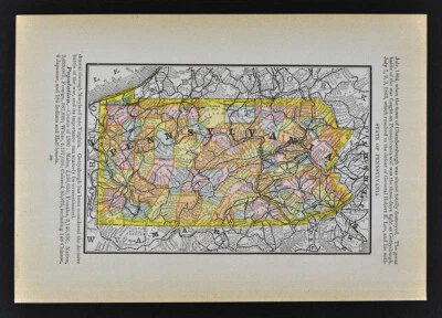 1884 McNally Map Pennsylvania Pittsburgh Philadelphia Erie Allentown Harrisburg - Image 1 of 2