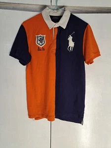 Polo Ralph Lauren Orange Navy Blue Lion Crest Polo logo Embroidery L (14-16years - Picture 1 of 6