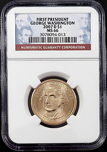2007 D Washington Presidential Dollar certified MS 66 by NGC!