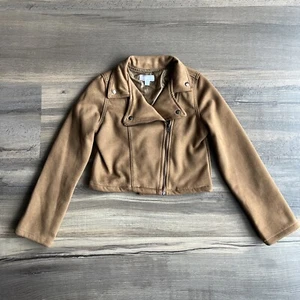 Kenzie Girl Faux Suede Short Motor Jacket Size Caramel Brown 8 Girls - Picture 1 of 9