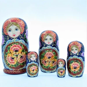 5 Poupées russes H17 peint main signé Matriochka Gigognes Nested Doll Matrioshka - Imagen 1 de 4