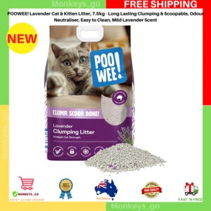 POOWEE! Clumping Lavender Litter 7.5KG, Grey, (Pack of 1) NEW AU FREE SHIPPING - Picture 1 of 7