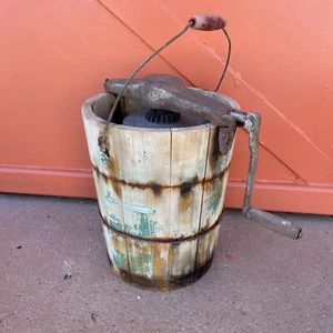 Antique Ice Cream Churn w/Hand Manual Crank, Butter Churning Maker wooden - Picture 1 of 12