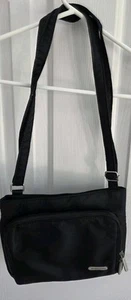 Bolso de Viaje Bandolera Travelon Negro Correa Ajustable Nylon Forro Cebra Usado - Imagen 1 de 8