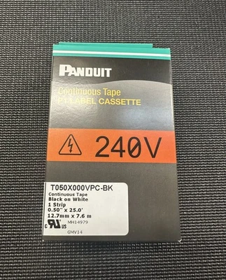 Panduit - T100X000VPC-BK - P1 Cassette Continuous Tape Vinyl 1.0"x 25' BK on WH - Image 1 of 3