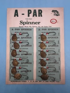 Vintage A-Par Worm Rig Spinner Store Display Card 12 Hunchback Fishing Lures NOS - Picture 1 of 4