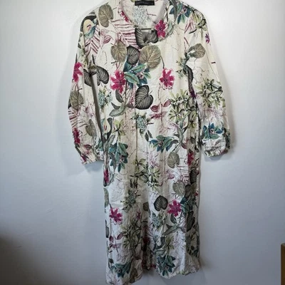 Zanzea Collection 100% Cotton Floral Tunic Dress – Size M, Elastic Sleeves - Image 1 of 4