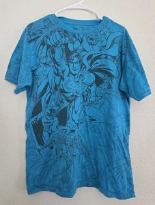 Vintage Paket 29 x DC Comics Superman Shirt Large schwarz Mega Print T-Shirt EINZELNAHT - Bild 1 von 4