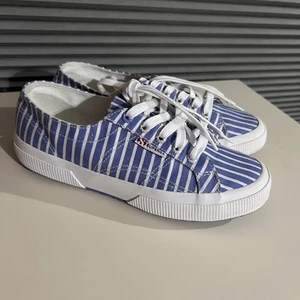 SUPERGA Blue & White Stripe S00BQP0 Sneaker Size 7 women’s, 5.5 men’s - Picture 1 of 8