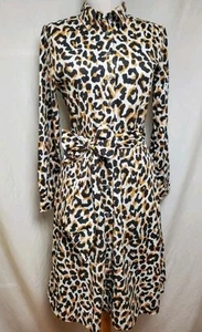 J. Crew Leopard Print Cotton Poplin Tie Waist Button Down Shirt Dress size 2 NWT - Picture 1 of 8