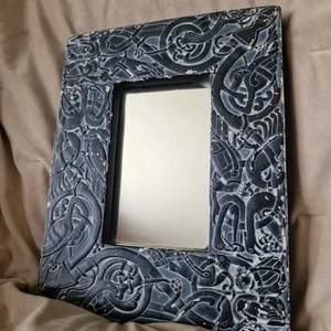 Irish Crafted Heavy Wall Hanging Plaster Celtic Knot Mirror Vintage Birds - Picture 1 of 12