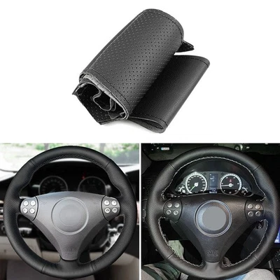 Черный кожаный чехол на руль для Mercedes Benz C-класса 2004 2005 2006 2007 - Изображение 1 из 4