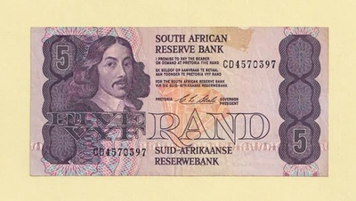 SOUTH AFRICAN RESERVE BANK 5 FIVE RAND 1990 P-119e VF++ REPUBLIC OF SOUTH AFRICA - Image 1 of 2