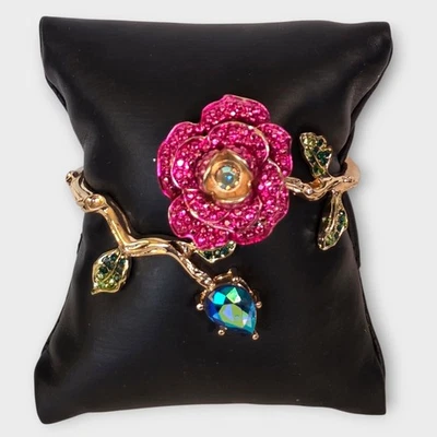 Pulsera con bisagras Betsey Johnson rosa rama cristal estrás Foto 1 de 4