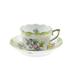 HEREND VBO Victoria Bouquet Mocha Cup & Saucer 711 - Picture 1 of 9
