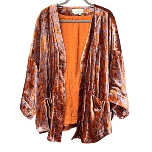Anthropologie Esme Samt Kimono Jacke Damen 1x Copper Floral - Bild 1 von 3