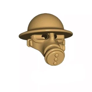 10x Helm mit Gasmaske Beige ABC Maske Soldaten für Klemmbausteine - Zdjęcie 1 z 1
