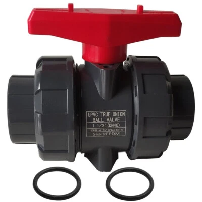 PVC Union Ball Valve, 1-1/2" Inch (DN40) True Union Full Flow Ball Valve - Image 1 of 2