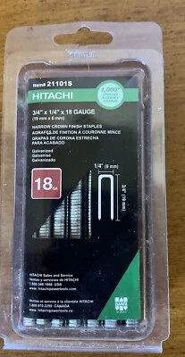 Hitachi 3/4x 1/4 in.  X 18 Ga. Narrow Crown Staples 1000 pk - Image 1 of 3