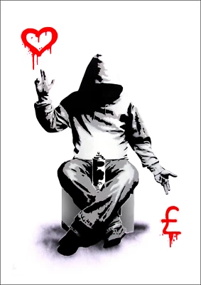 BANKSY CANVAS PICTURE PRINT WALL ART LOVE OR MONEY GRAFFITI - Image 1 of 4
