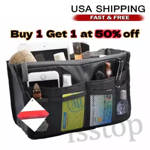 Tote Organizer Insert Bag Women Travel Large liner Handbag Purse Lady Makeup - Picture 1 of 11